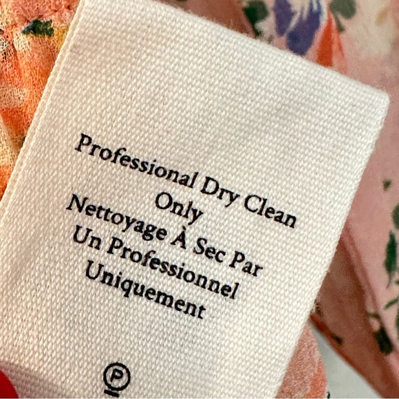 LOVESHACKFANCY Coquette Floral Popover Silk Dress in Sunset Pink Size Medium - Picture 5 of 8